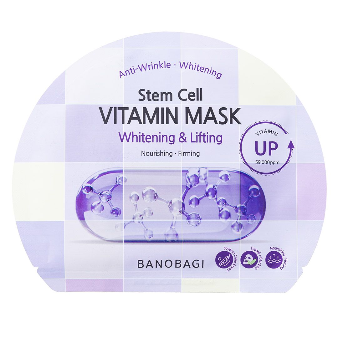 Mặt Nạ Banobagi Màu Tím Stem Cell Vitamin Mask Whitening Lifting Hộp 10 Miếng
