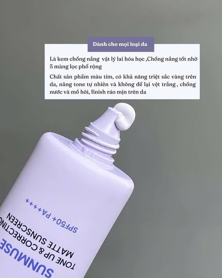 Kem Chống Nắng Thuần Chay Nâng Tone, Kiềm Dầu, Dưỡng Ẩm Beplain Sunmuse Sunscreen SPF50+/PA+++ 50ml tím nhạt
