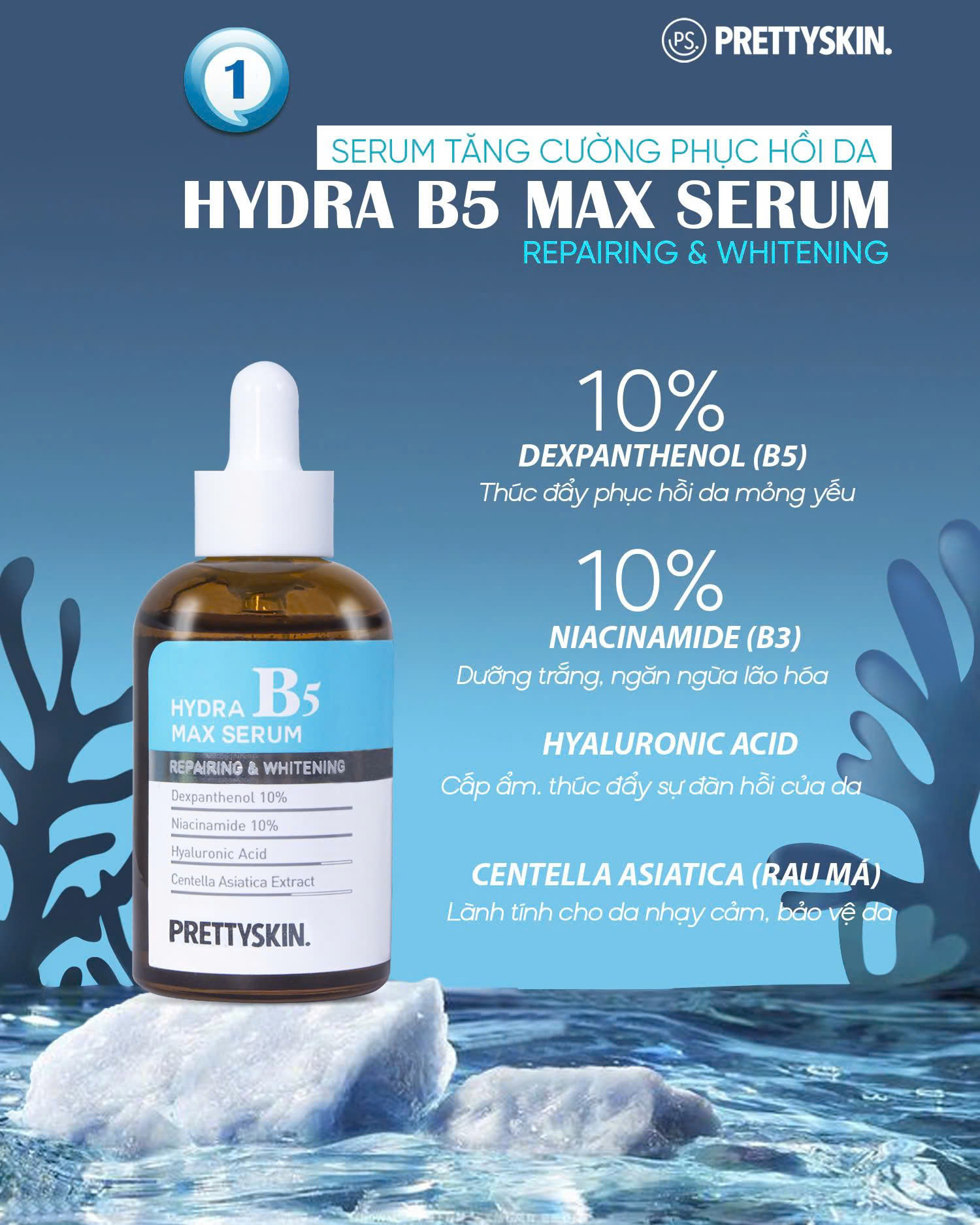 Trọn bộ B5 dưỡng trắng phục hồi giúp da căng bóng