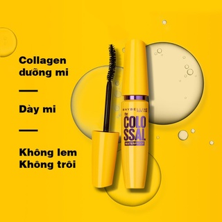 Mascara Dưỡng Mi Làm Dày Mi Gấp 10 Lần Ngăn Rụng Mi Maybelline New York Colossal Waterproof Black Không Lem 9.2ml