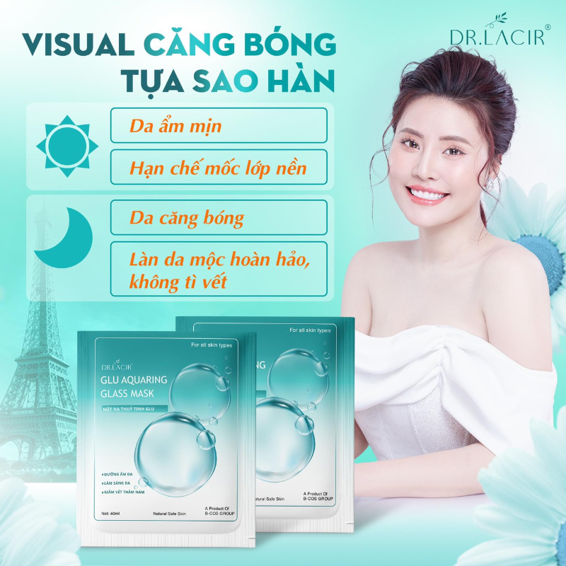 Mặt Nạ Thủy Tinh Dr Lacir Glutathione Aquaring Glass Dưỡng Da Căng Bóng Hộp 6 Miếng