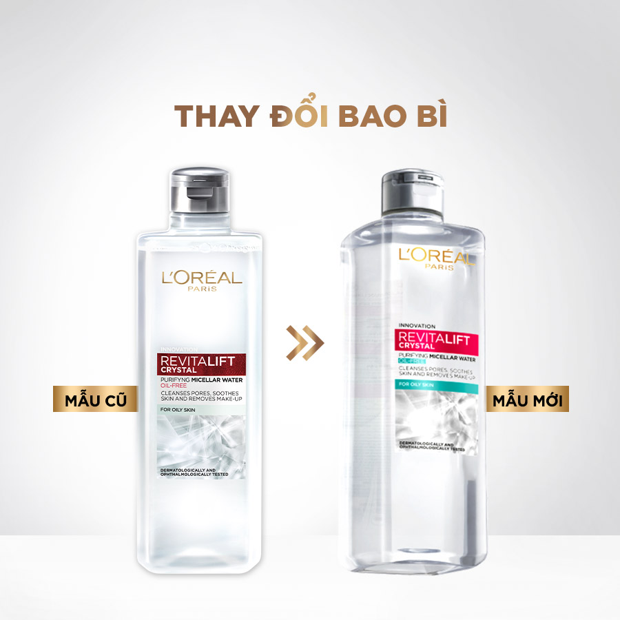 Nước Tẩy Trang Dành Cho Da Dầu Loreal Revitalift Crystal Purifying Micellar Water For Oily Skin 400ml