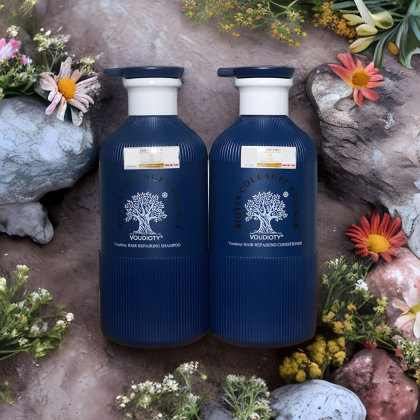 Cặp Gội Xả Phục Hồi Siêu Cấp Biotin Collagen Essence 500ml màu xanh