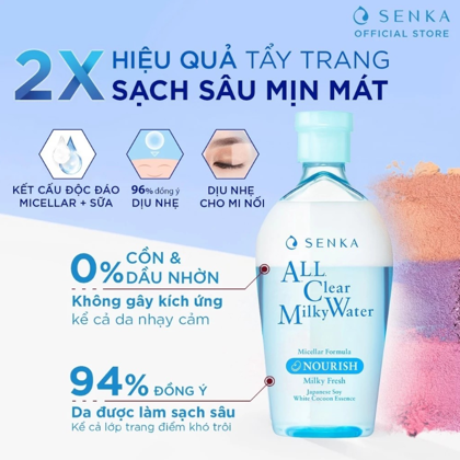 Nước tẩy trang Micellar All Clear Water Fresh Senka Nourish Màu Xanh Dương 230ml