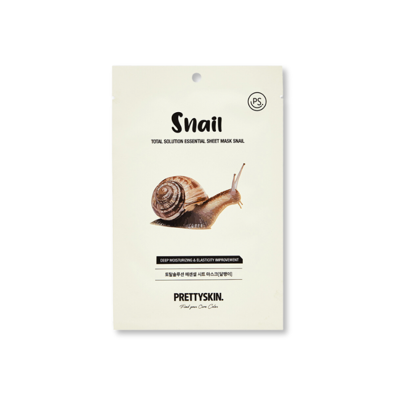 Mặt Nạ Ốc Sên Prettyskin Total Solution Essential Sheet Mask Snail Hỗ trợ tái tạo tế bào da mới