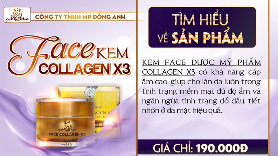 Thông tin về kem FACE COLLAGEN X3 bên em nha