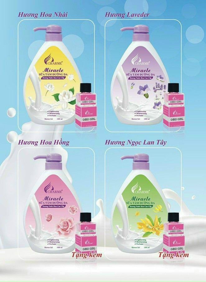 Sữa tắm nước hoa Charme Miracle 1000ml cho nữ chính hãng