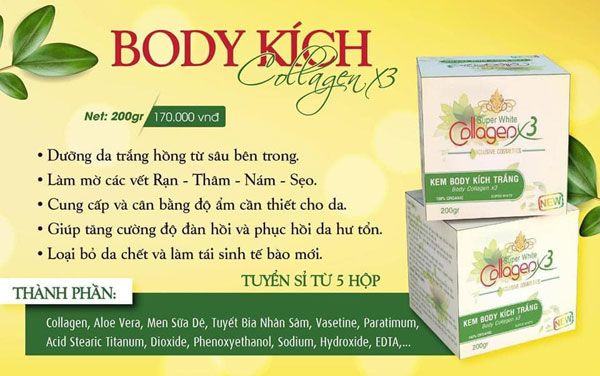 Kem Body Kích Trắng Collagen X3 Màu Xanh