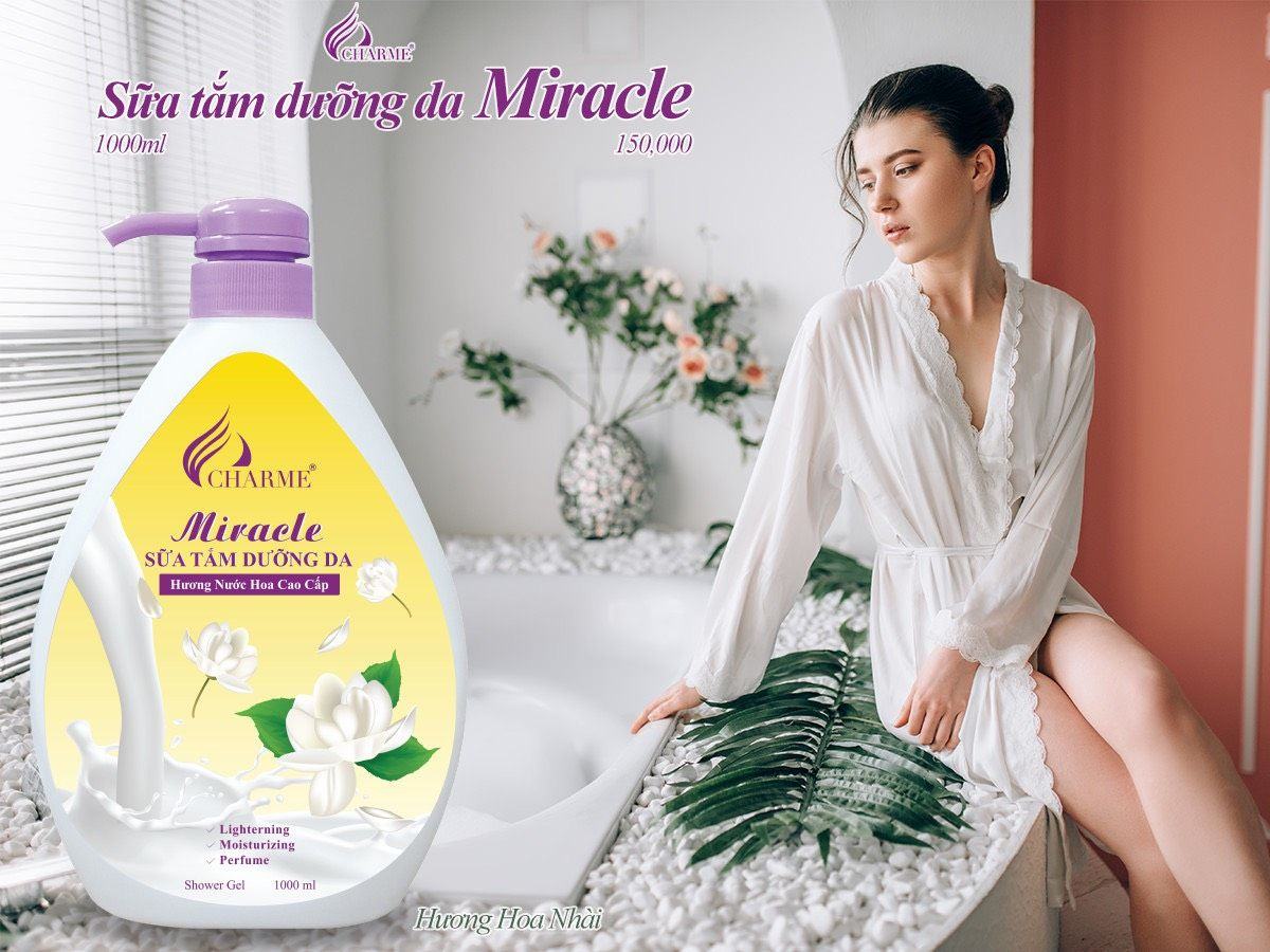 Sữa tắm nước hoa Charme Miracle 1000ml hương hoa nhài