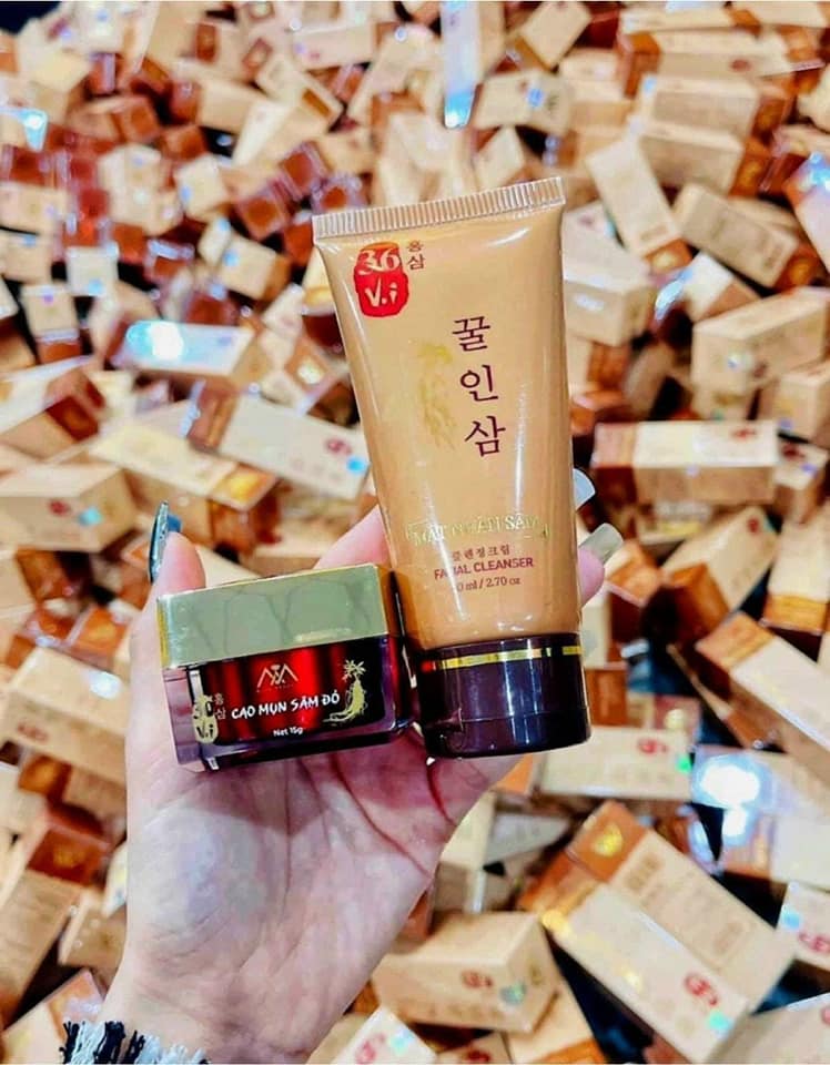 Combo sữa rữa mặt mật nhân sâm và cao sâm mụn 36 vị