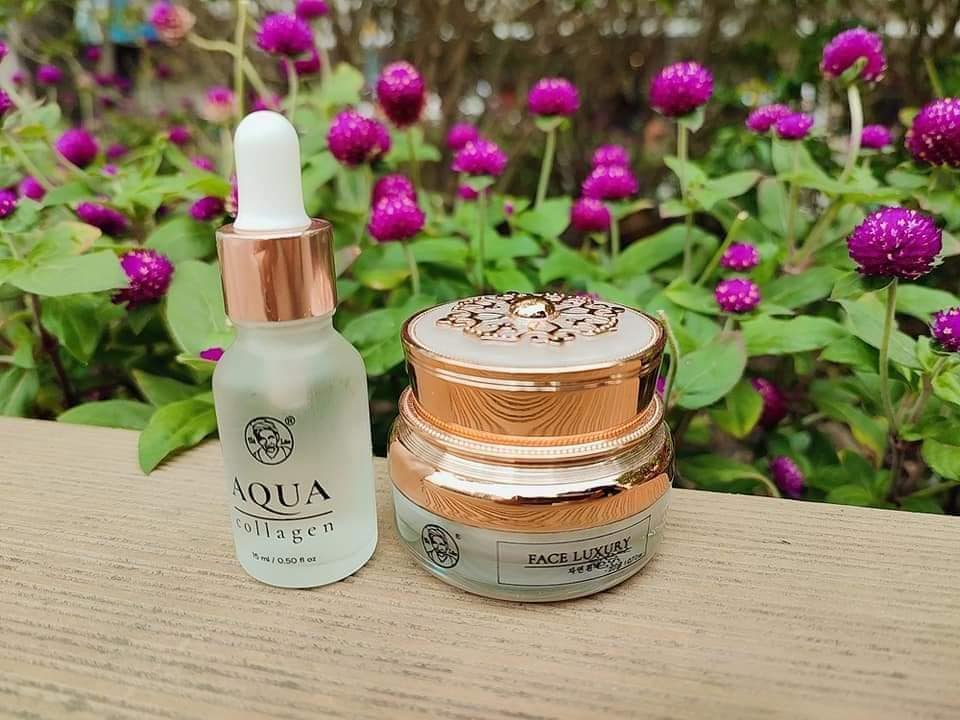 Combo kem face sữa dừa bà lão kết hợp Aqua collagen