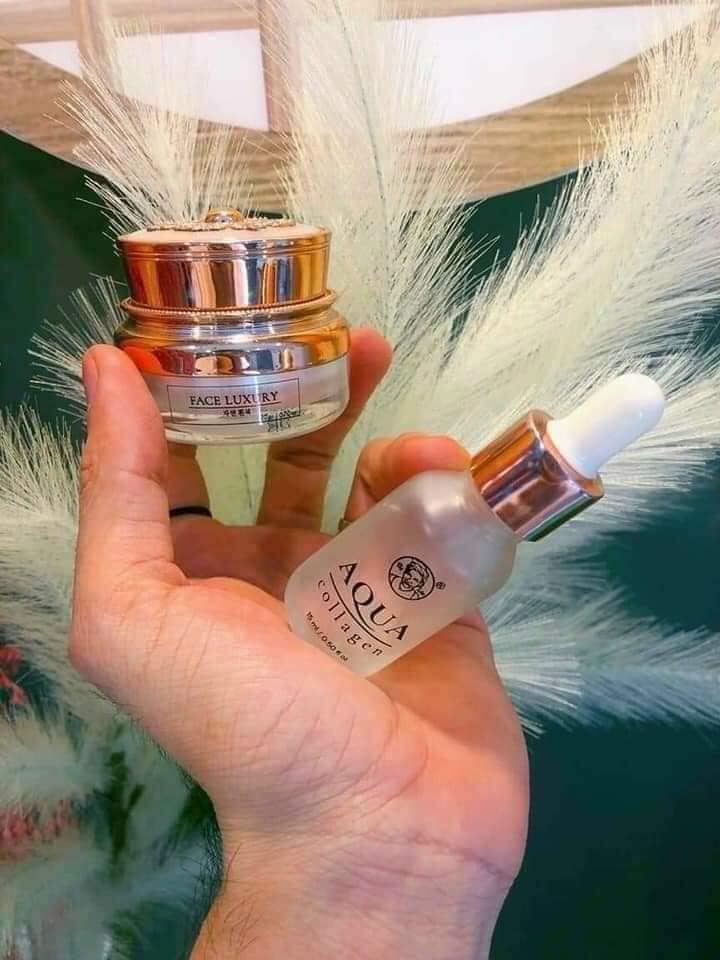 Combo kem face sữa dừa bà lão kết hợp Aqua collagen