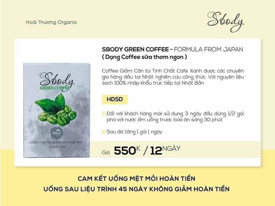 Nấm giảm cân SBody Green Coffee dạng bột chính hãng