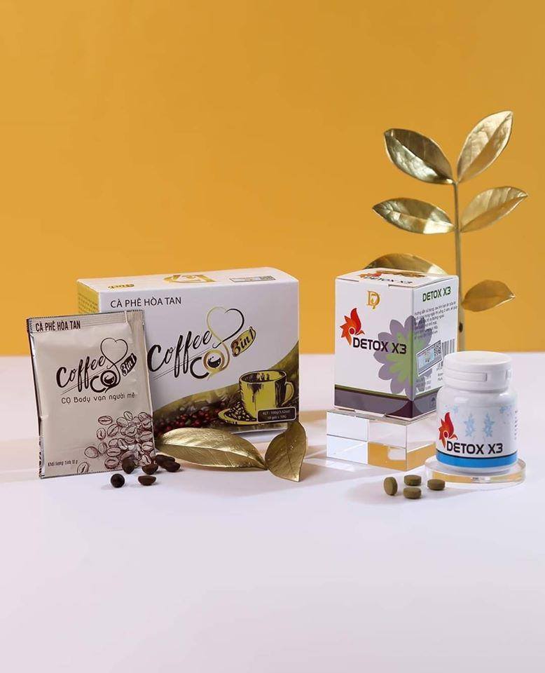 Combo hỗ trợ giảm cân Cafe CQ 3in1 kết hợp Detox X3 chính hãng