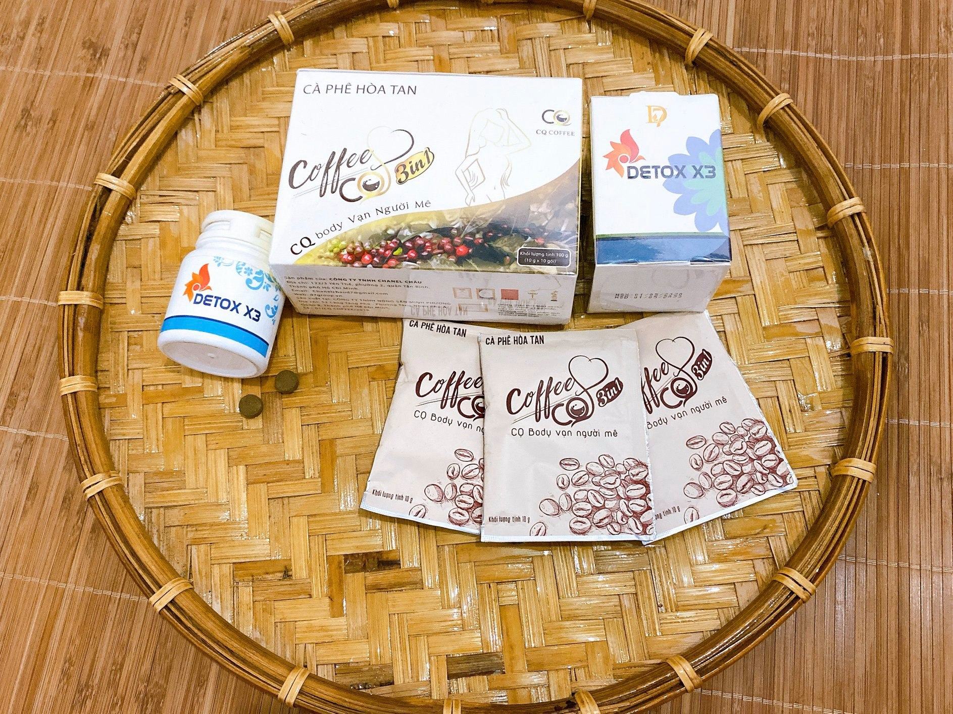 Combo hỗ trợ giảm cân Cafe CQ 3in1 kết hợp Detox X3 chính hãng