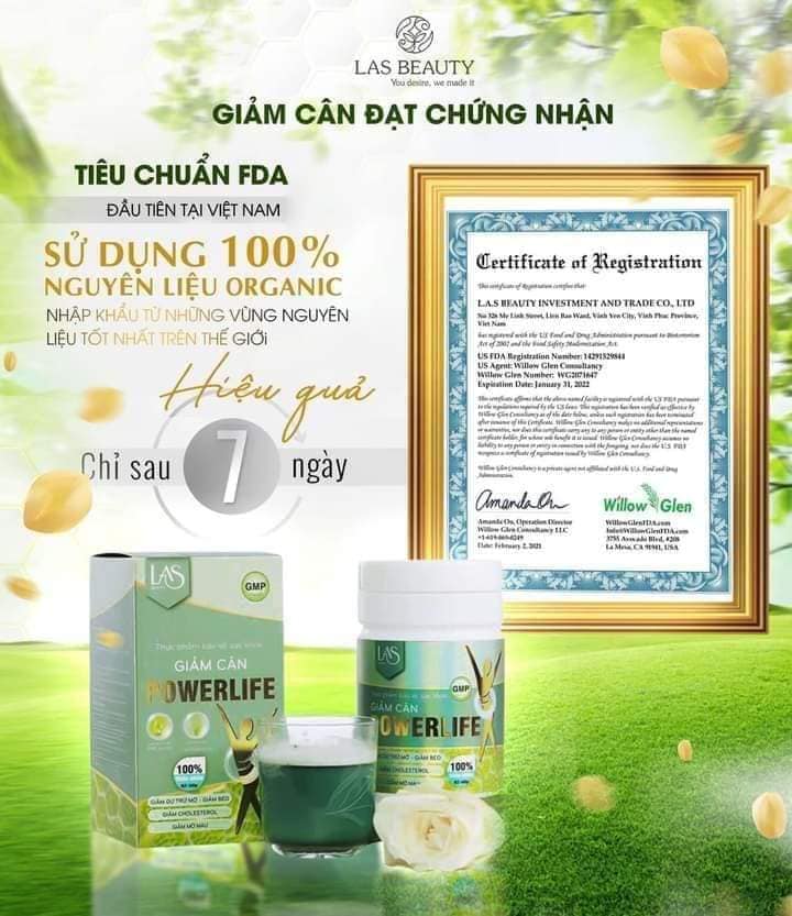Sữa tảo giảm cân powerlife Las Beauty
