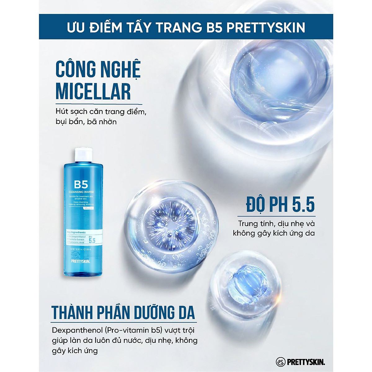 Nước Tẩy Trang B5 PrettySkin 500ml