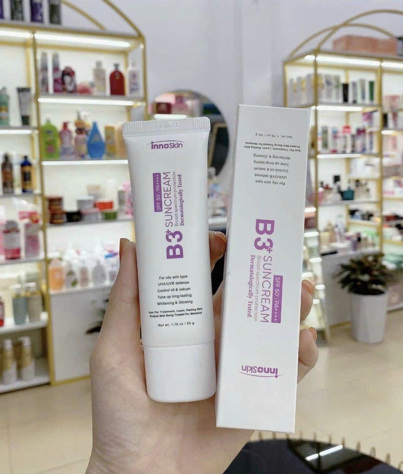 Kem chống nắng B3 InnoSkin Tím mẫu mới nhất dành riêng cho da dầu mụn 1 Kem chống nắng B3 InnoSkin Tím mẫu mới nhất dành riêng cho da dầu mụn