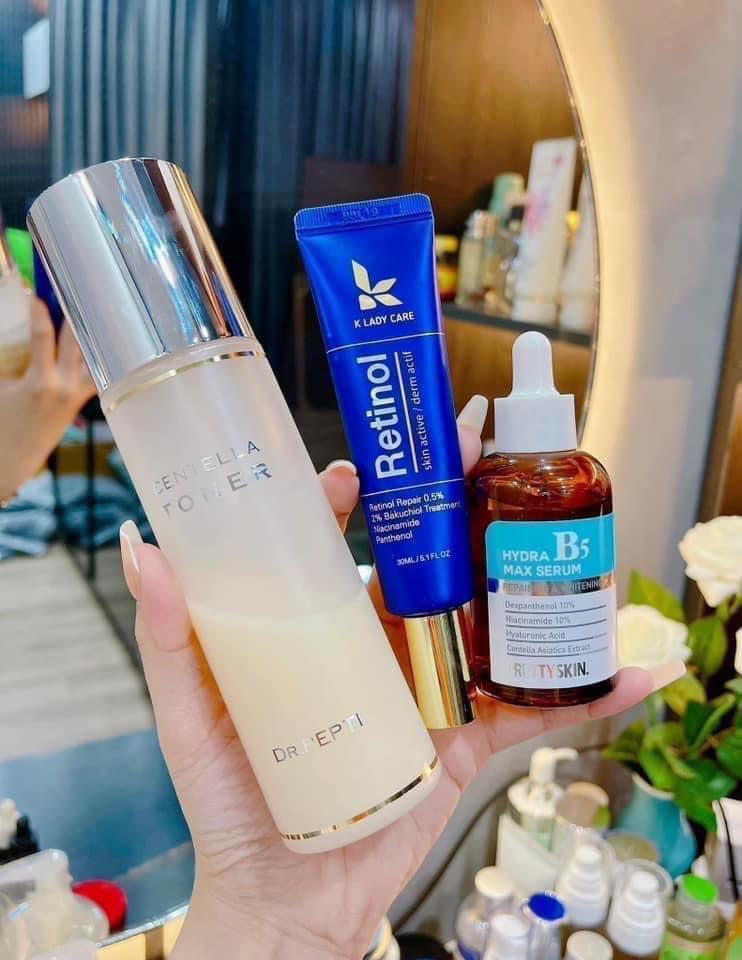Bộ 3 về bao nhiêu cũng hết Toner pepti -  Retinol k lady care - Serum b5 prettyskin
