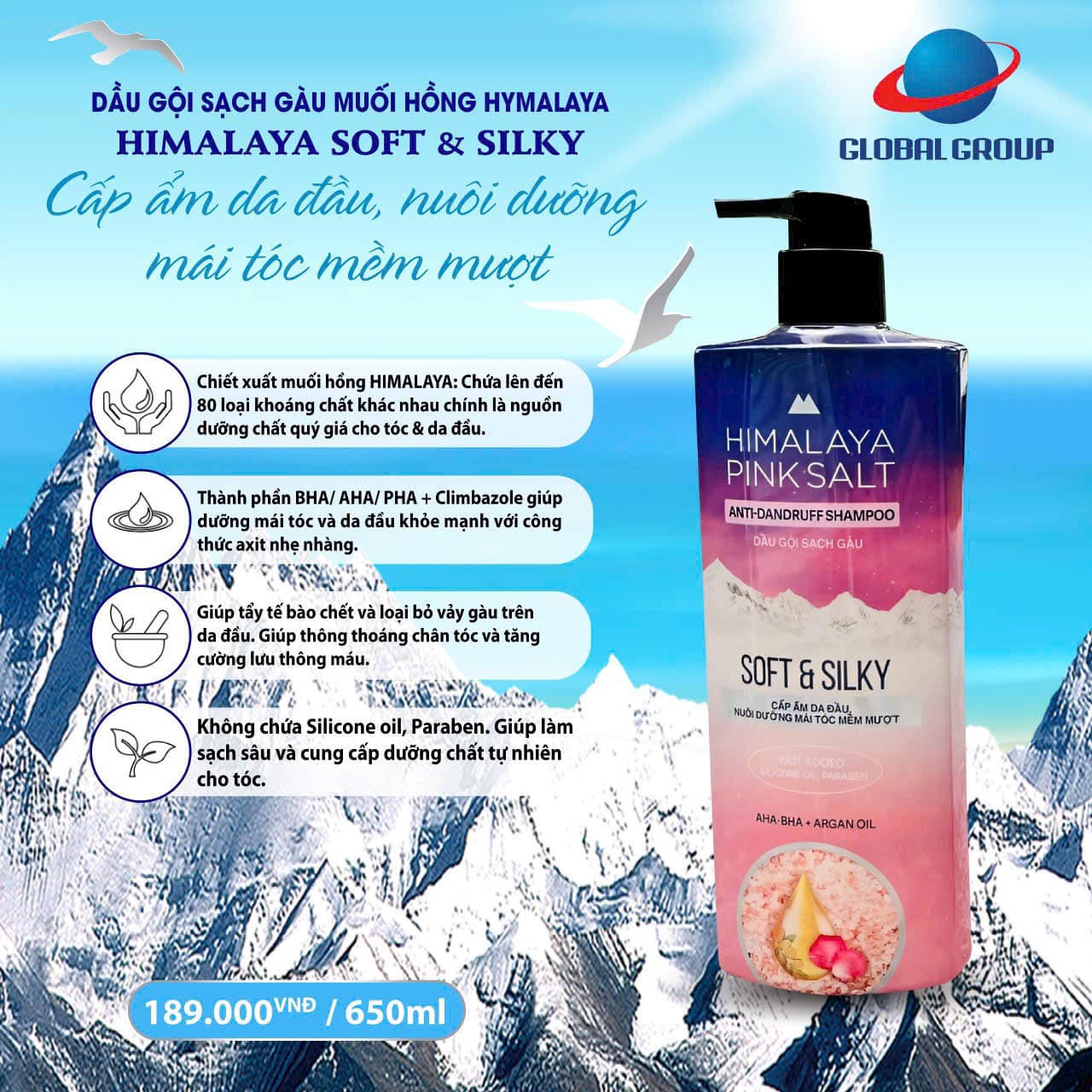 Dầu Gội Sạch Gàu Muối Hồng Himalaya Soft Silky Hàn Quốc
