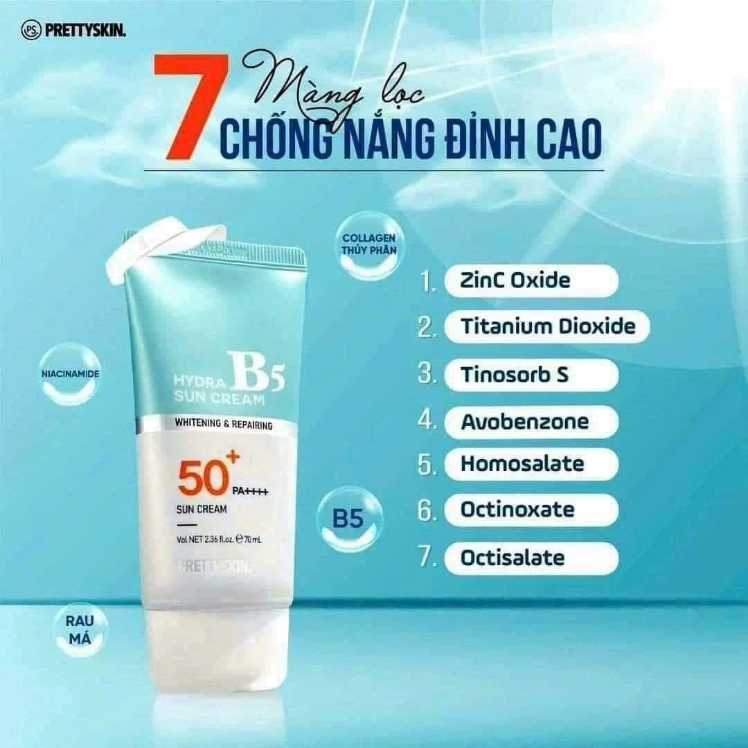 Kem Chống Nắng B5 PrettySkin dành riêng cho da nhạy cảm không gây dị ứng  không chứa hương liệu
