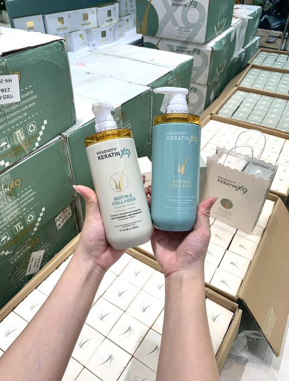 Bộ dầu gội xả VOUDIOTY KERATIN X9 BIOTIN & COLLAGEN 500ml