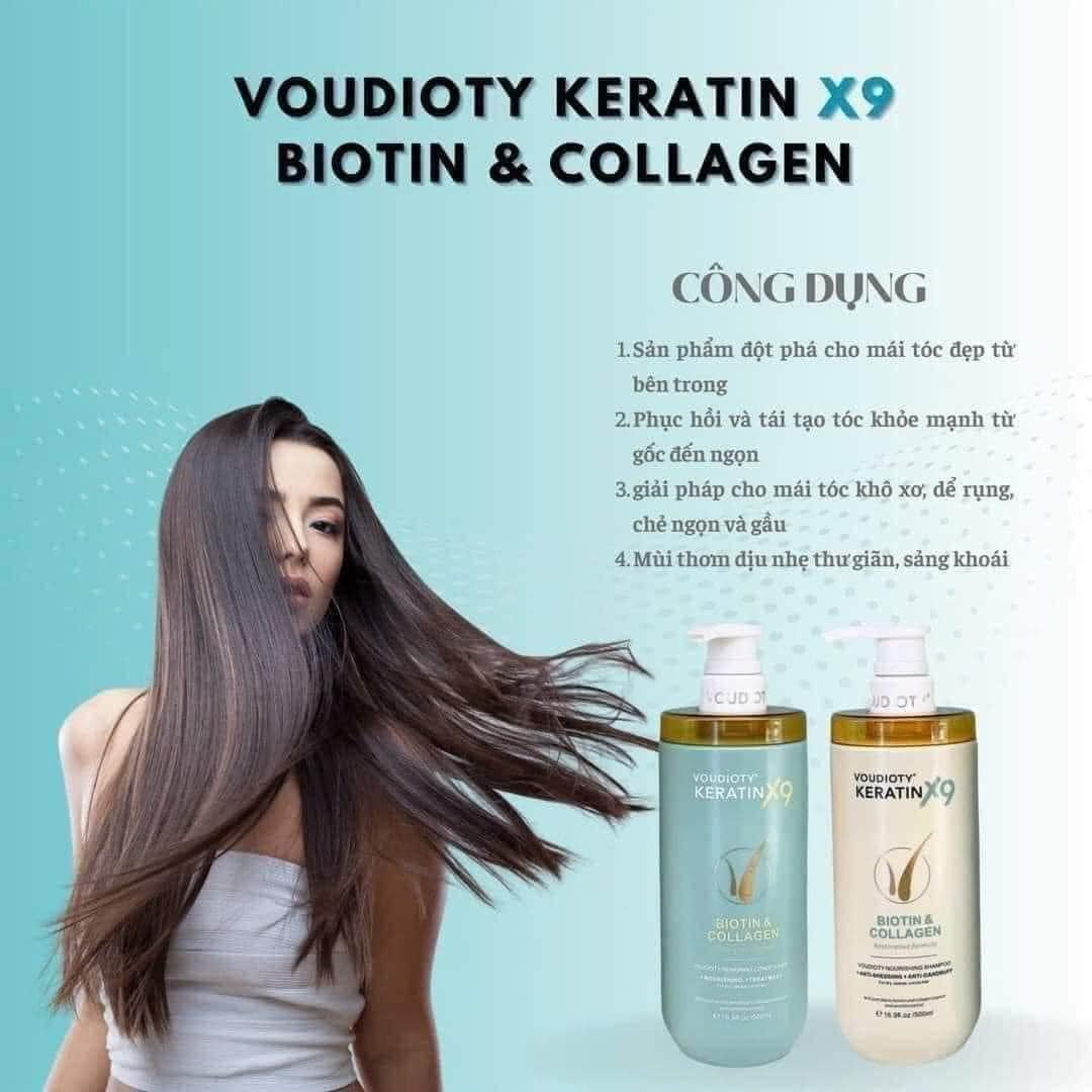 Bộ dầu gội xả VOUDIOTY KERATIN X9 BIOTIN & COLLAGEN 500ml 1 Bộ dầu gội xả VOUDIOTY KERATIN X9 BIOTIN & COLLAGEN 500ml