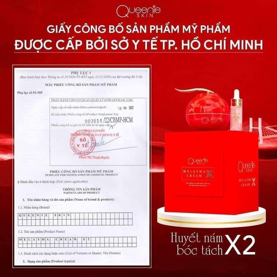 Kem Face Giảm Nám Queenie Skin Huyết Nám Bóc Tách X2 Melasma Cream