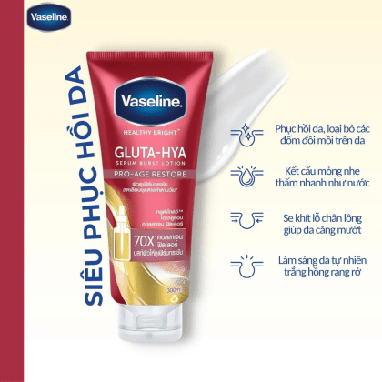 Sữa Dưỡng Thể Vaseline 70x Màu Đỏ Gluta Hya Serum Burst Lotion Pro Age Restore Thái Lan