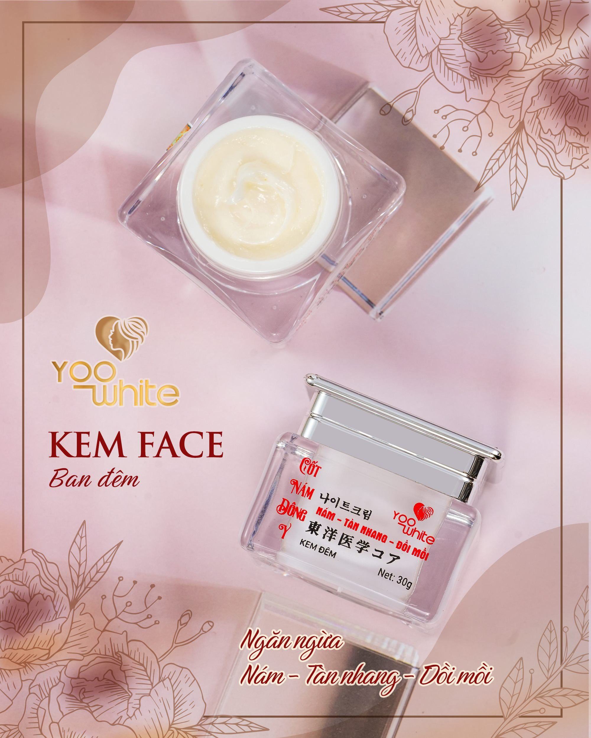 BỘ ĐÔI KEM FACE YOO WHITE   DIỆT NÁM  DƯỠNG TRẮNG DA HIỆU QUẢ