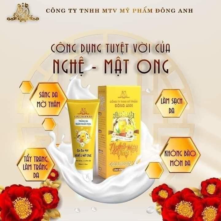 Sữa rửa mặt Collagen X3 Nghệ Và Mật Ong  Làm Sạch Lớp Tẩy Trang Và Toner Hiệu Quả