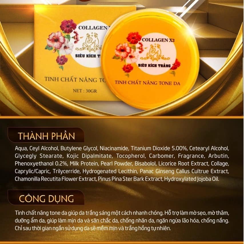 kem kích trắng Collagen X3 Thẩm thấu nhanh qua bề mặt da