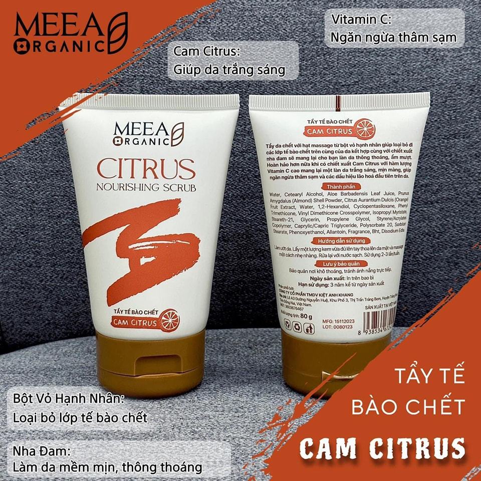 Tẩy Tế Вàо Chết Face Cam Citrus Meea Organic Nouishing Scrub